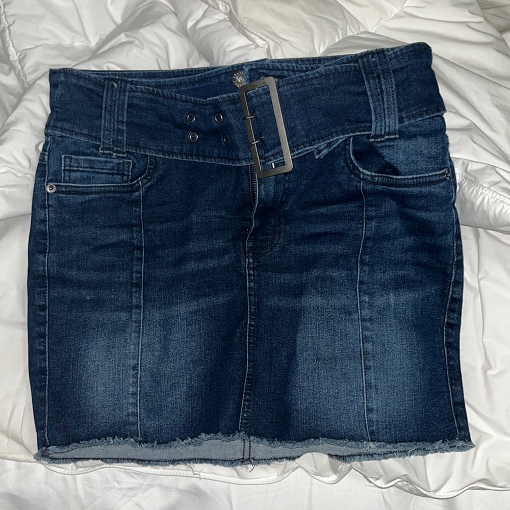 Y2K 2000s THICK BELT JEANS DENIM SKIRT